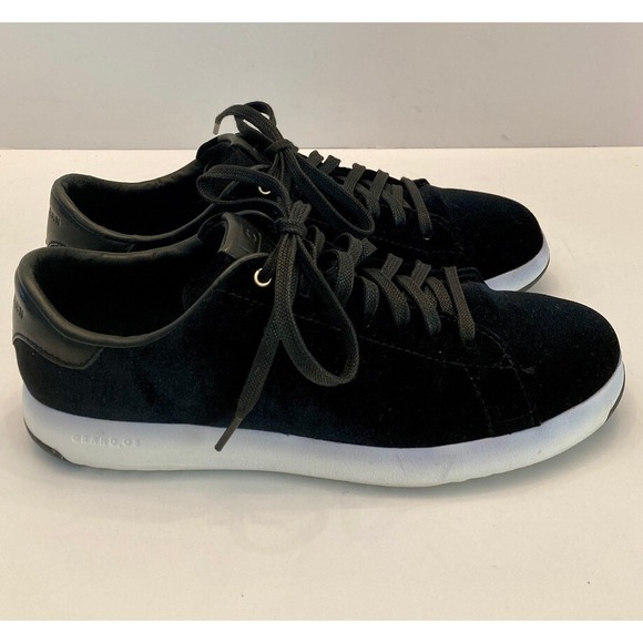 Cole Haan Grandpro Black Velvet Sneakers Womens 9 Medium Lace Up Low Top - Picture 3 of 9